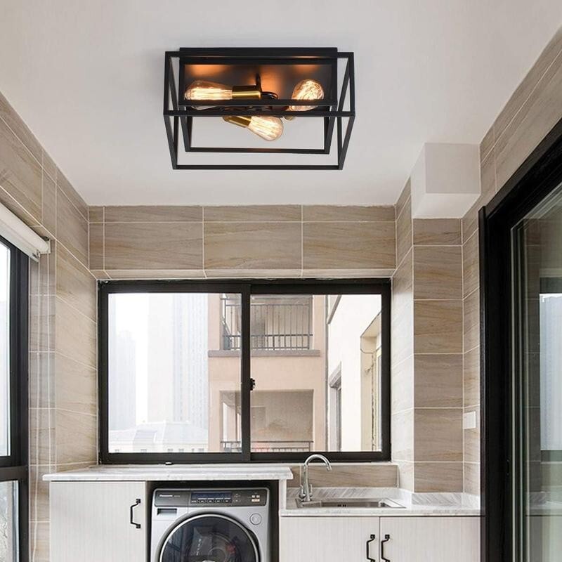 Industrial Farmhouse Ceiling Light 3 Way Flush Mount E27 Hallway Fixture - Kwikley
