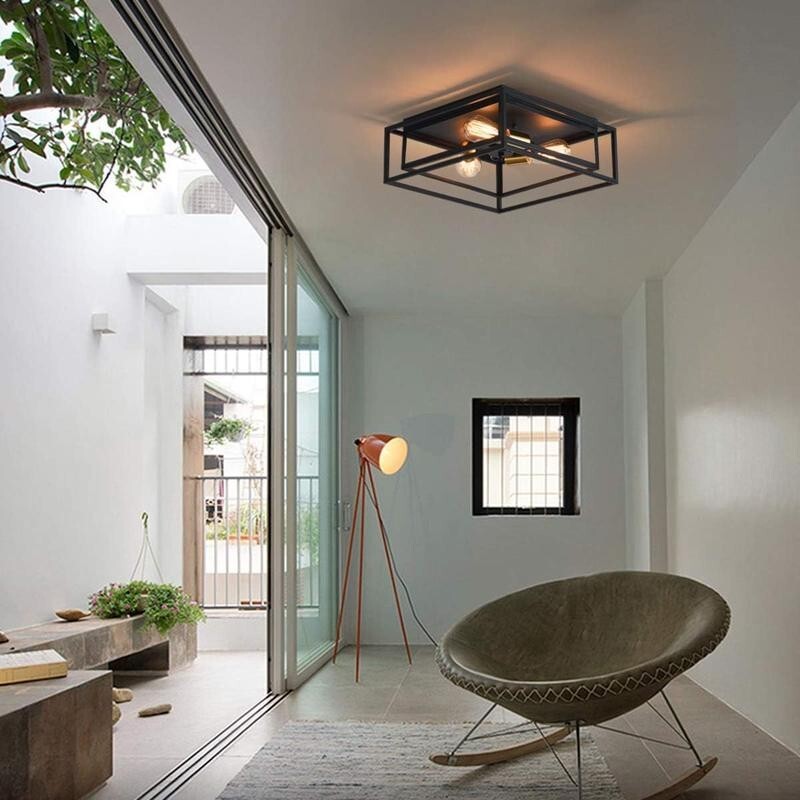 Industrial Farmhouse Ceiling Light 3 Way Flush Mount E27 Hallway Fixture - Kwikley