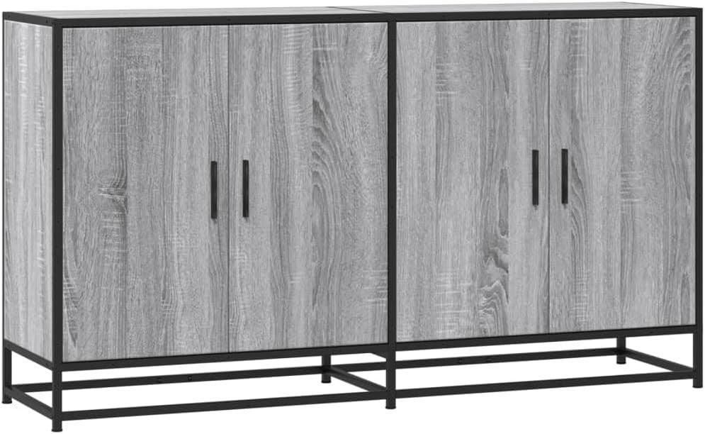 Industrial Grey Sideboard Cabinet 4 Door Storage Unit for Living Room - Kwikley