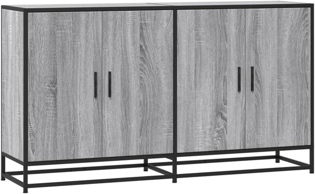 Industrial Grey Sideboard Cabinet 4 Door Storage Unit for Living Room