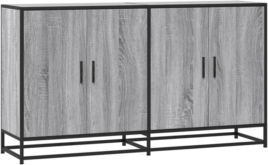 Industrial Grey Sideboard Cabinet 4 Door Storage Unit for Living Room - Kwikley