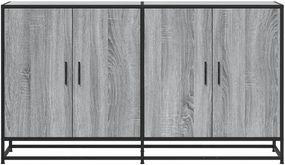 Industrial Grey Sideboard Cabinet 4 Door Storage Unit for Living Room - Kwikley