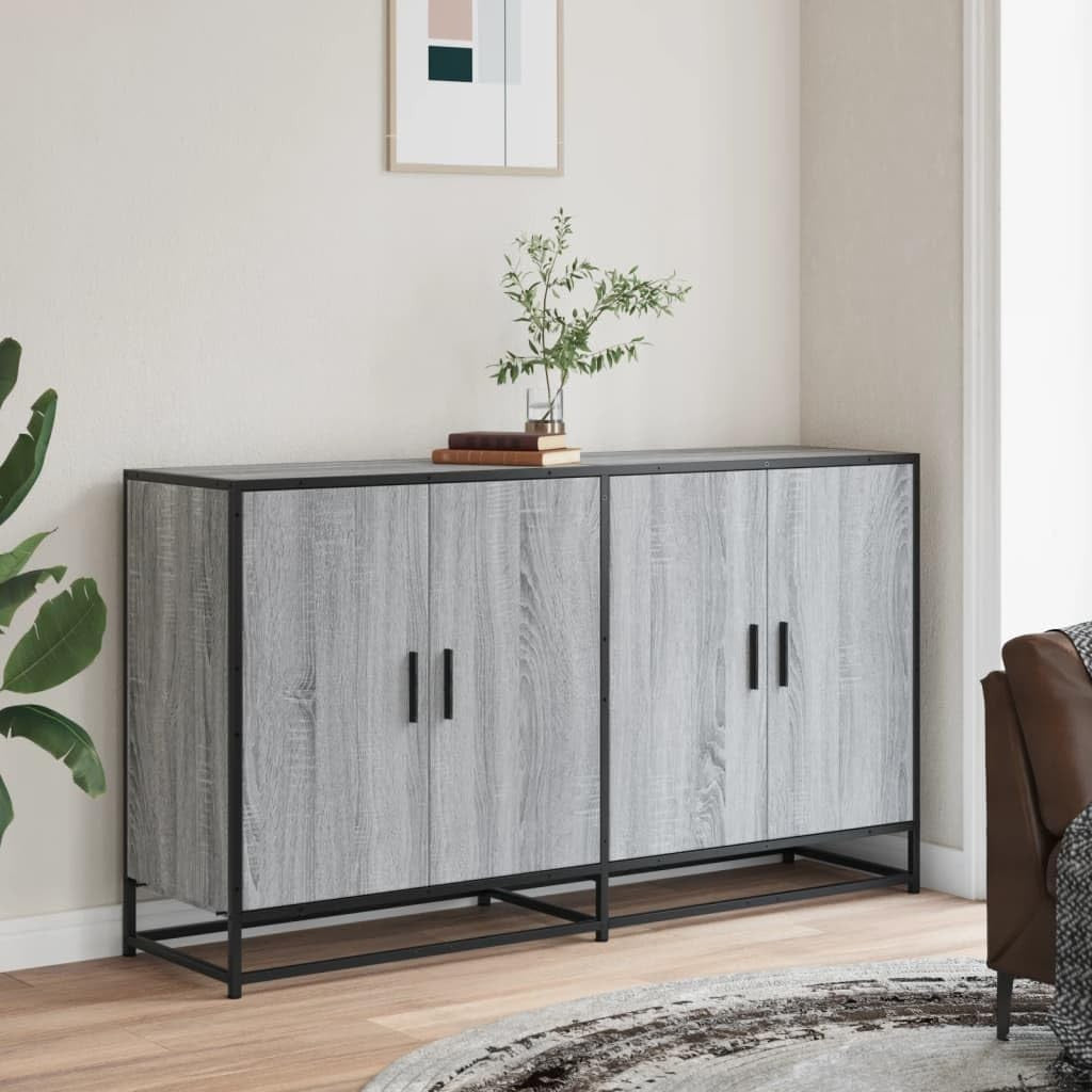 Industrial Grey Sideboard Cabinet 4 Door Storage Unit for Living Room - Kwikley