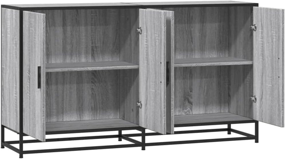 Industrial Grey Sideboard Cabinet 4 Door Storage Unit for Living Room - Kwikley