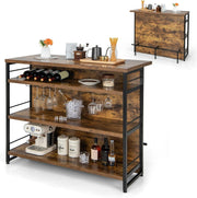 Industrial Kitchen Island Bar Table Sideboard Wine Rack 4 - Tier Storage - Kwikley
