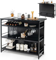 Industrial Kitchen Island Wine Bar Cabinet 4 - Tier Storage Shelves with Rack - Kwikley