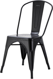 Industrial Metal Dining Chair Stackable Steel Bistro Kitchen Cafe Chair Black - Kwikley