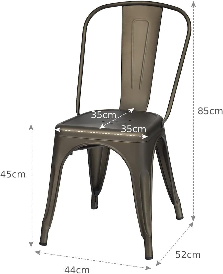 Industrial Metal Dining Chairs Set 4 Stackable Bistro Slatted - Kwikley