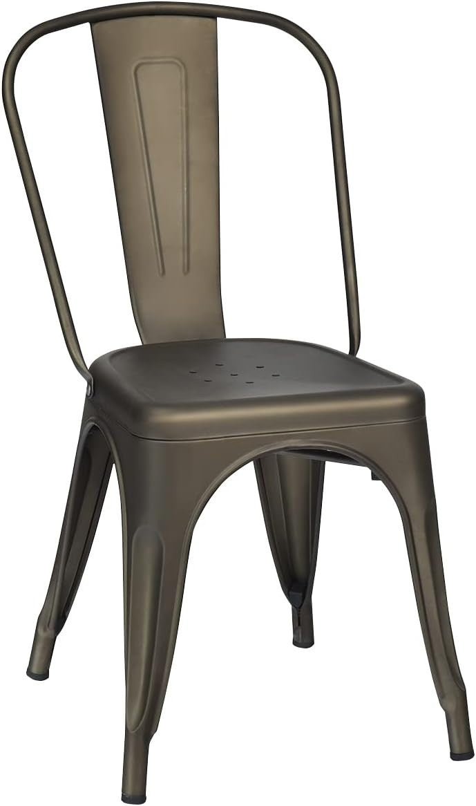 Industrial Metal Dining Chairs Set 4 Stackable Bistro Slatted - Kwikley