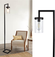 Industrial Metal Floor Lamp with Glass Shade, Eye Protection & Dimmable LED - Kwikley