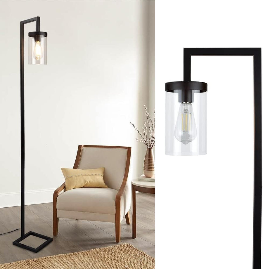 Industrial Metal Floor Lamp with Glass Shade, Eye Protection & Dimmable LED - Kwikley