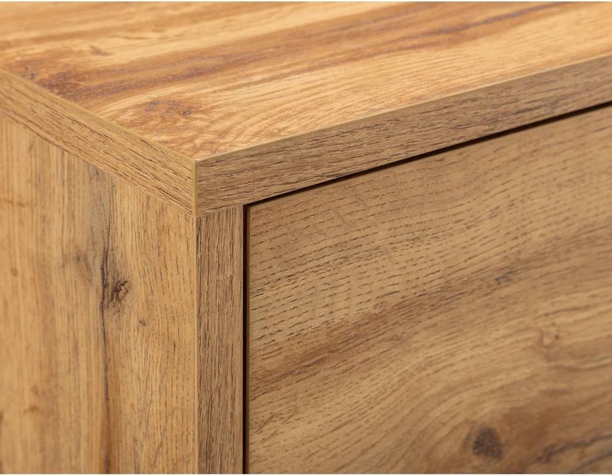 Industrial Oak 2 Drawer Bedside Table | Wooden Nightstand with Black Legs - Kwikley