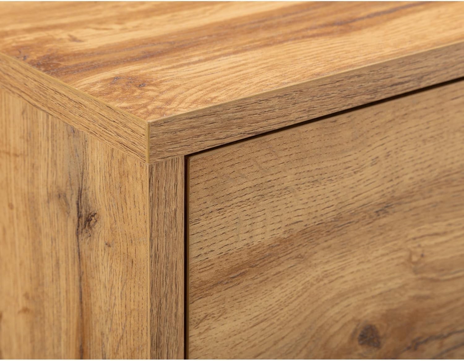 Industrial Oak 2 Drawer Bedside Table | Wooden Nightstand with Black Legs - Kwikley
