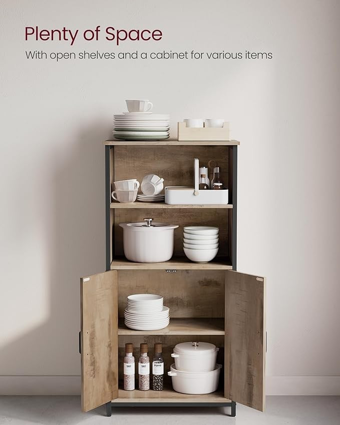 Industrial Oak Storage Cabinet with Shelves & Cupboard for Living Room Home - Kwikley