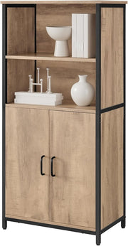 Industrial Oak Storage Cabinet with Shelves & Cupboard for Living Room Home - Kwikley