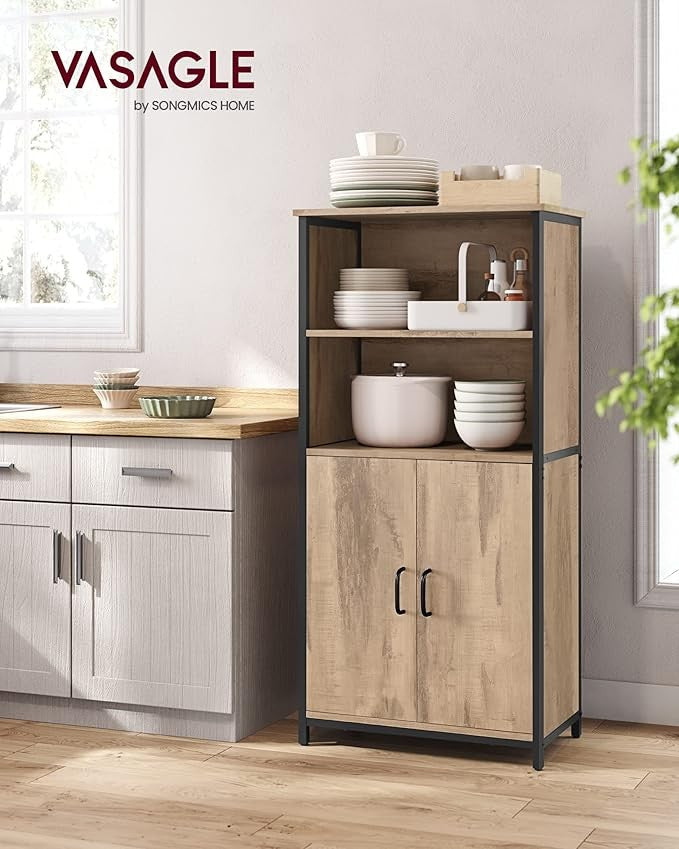 Industrial Oak Storage Cabinet with Shelves & Cupboard for Living Room Home - Kwikley