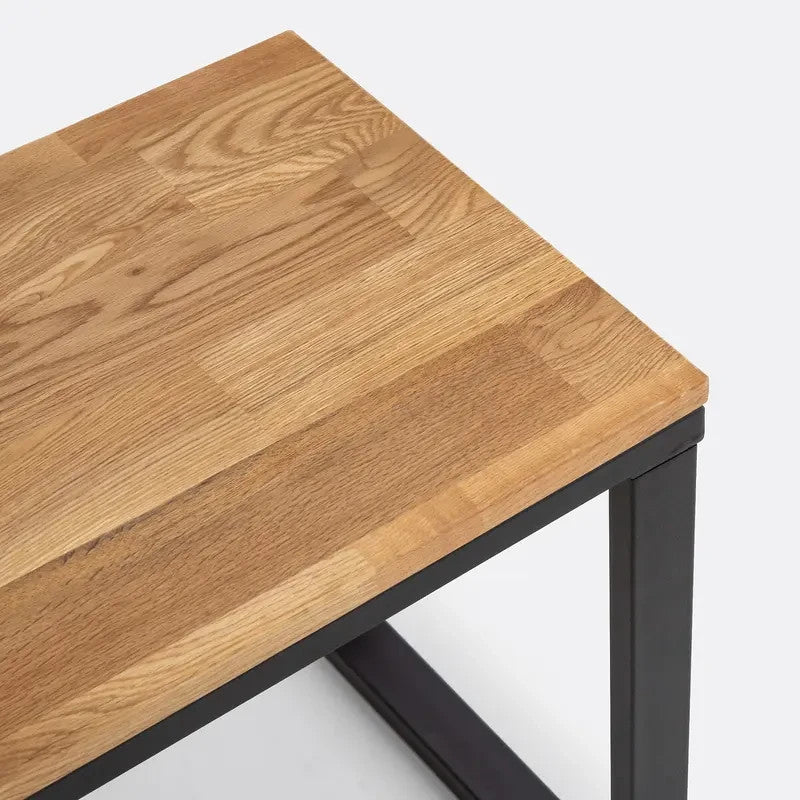 Industrial Oak Wood Bench Metal Frame | Modern Dining Entryway Seat - Kwikley