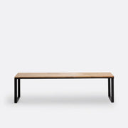 Industrial Oak Wood Bench Metal Frame | Modern Dining Entryway Seat - Kwikley