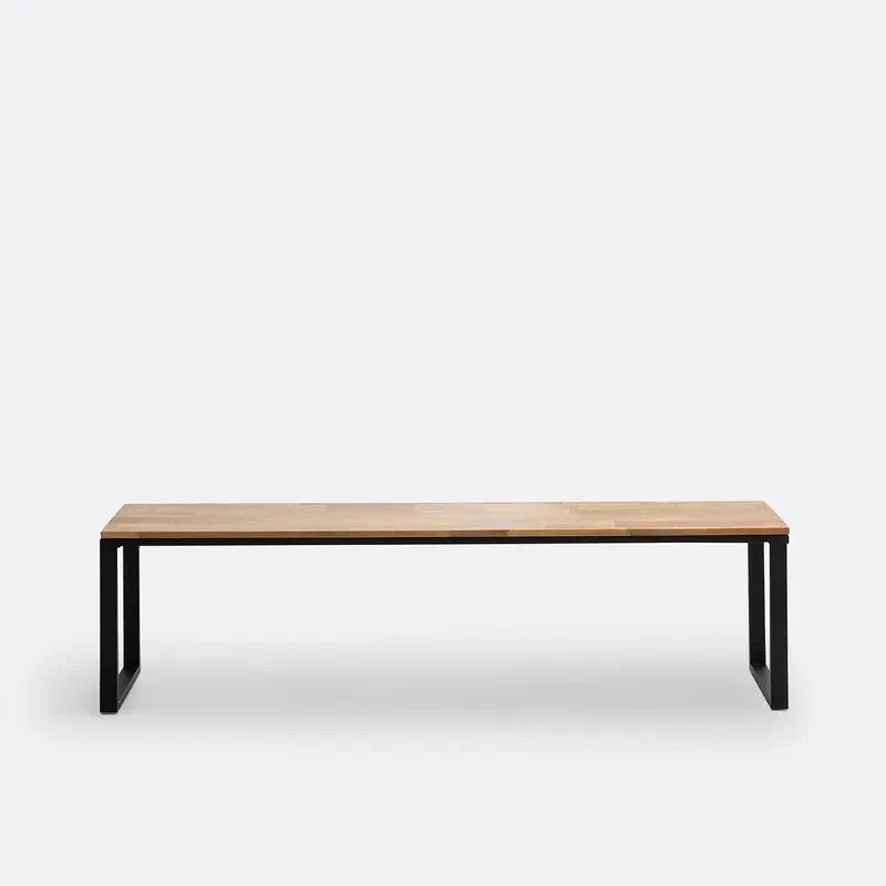 Industrial Oak Wood Bench Metal Frame | Modern Dining Entryway Seat - Kwikley