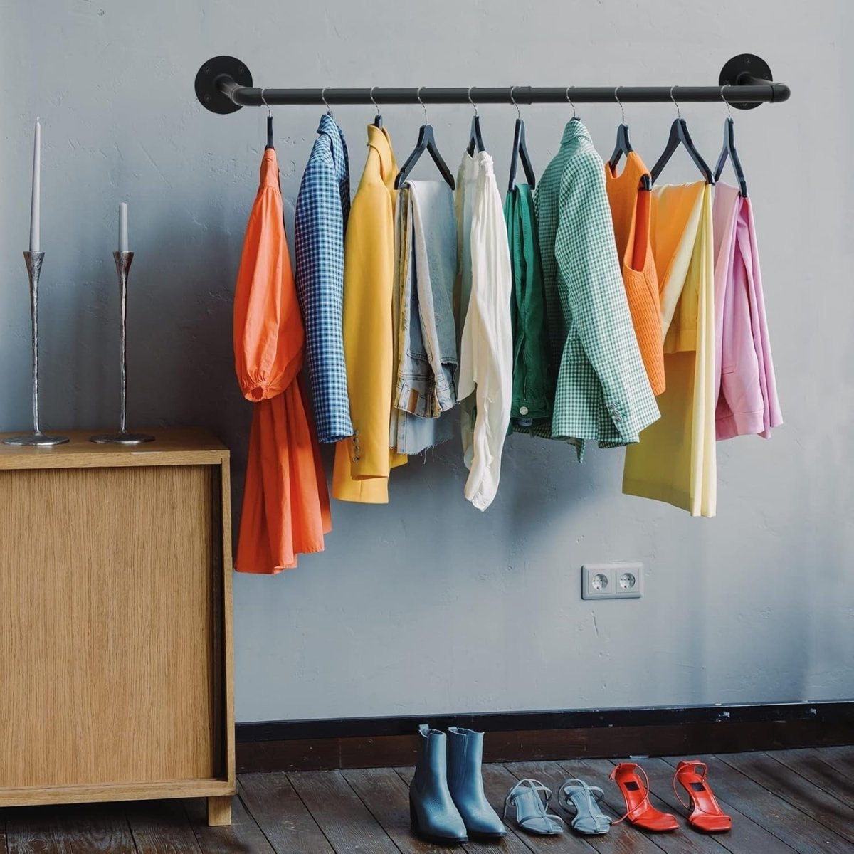 Industrial Pipe Clothes Rail 2 Pack Heavy Duty 92cm - Kwikley