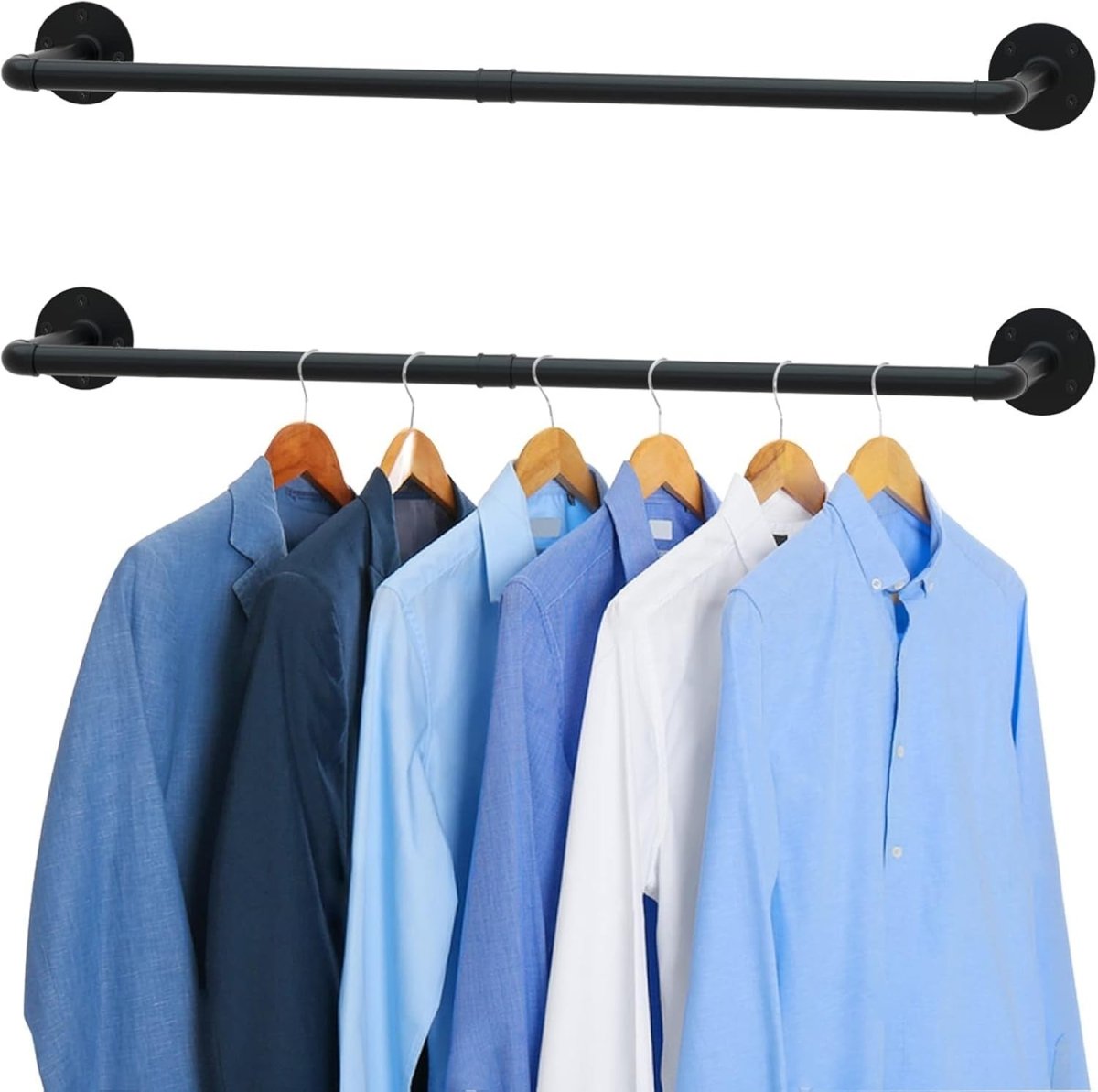 Industrial Pipe Clothes Rail 2 Pack Heavy Duty 92cm - Kwikley