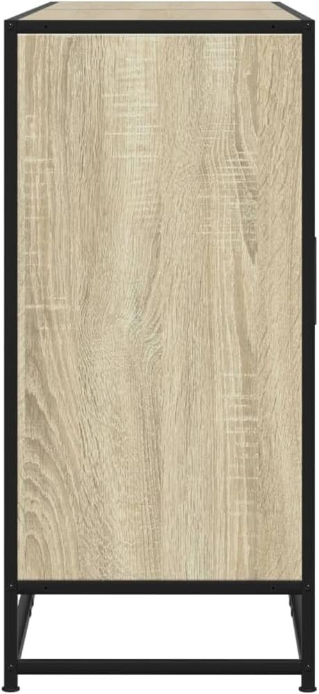 Industrial Sideboard Cabinet 4 Door Oak Effect Storage Unit Hallway - Kwikley