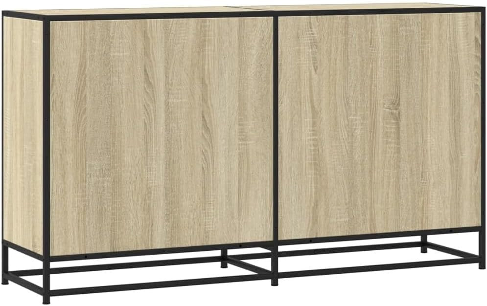 Industrial Sideboard Cabinet 4 Door Oak Effect Storage Unit Hallway - Kwikley
