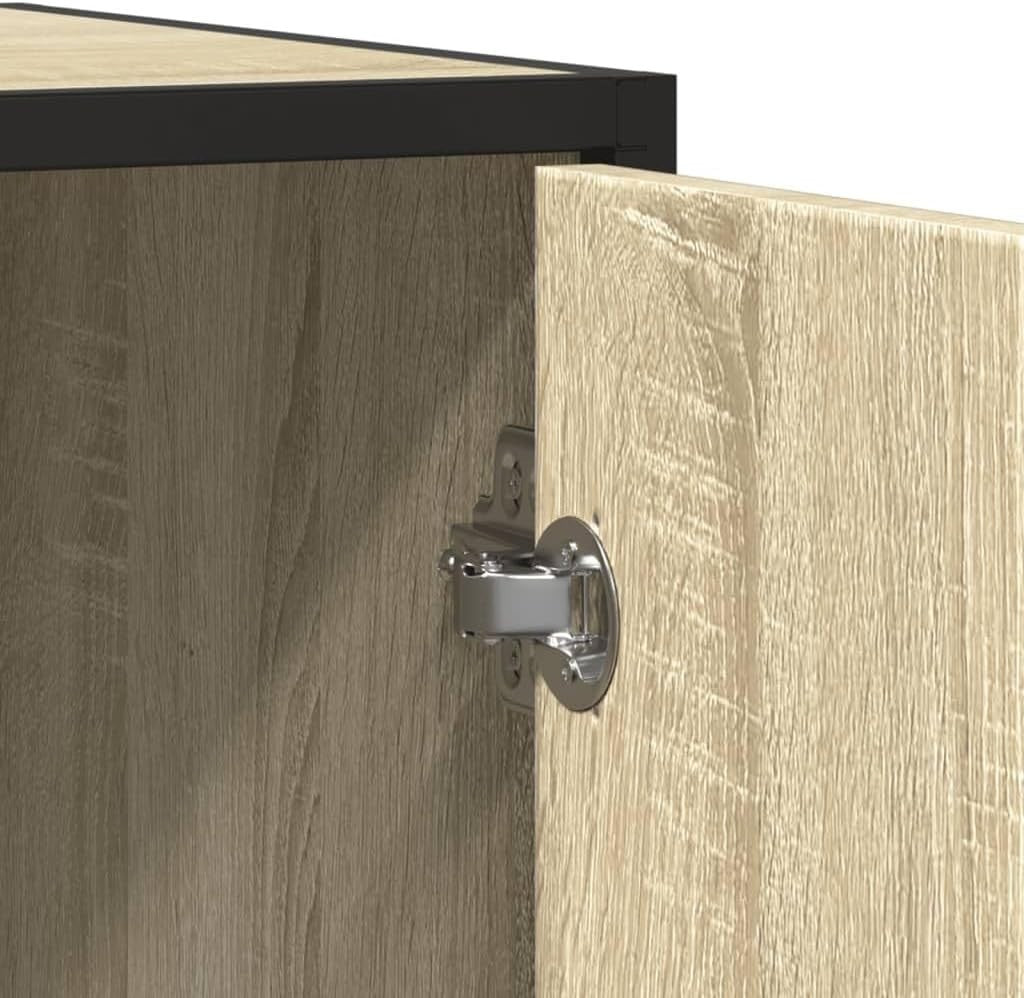 Industrial Sideboard Cabinet 4 Door Oak Effect Storage Unit Hallway - Kwikley