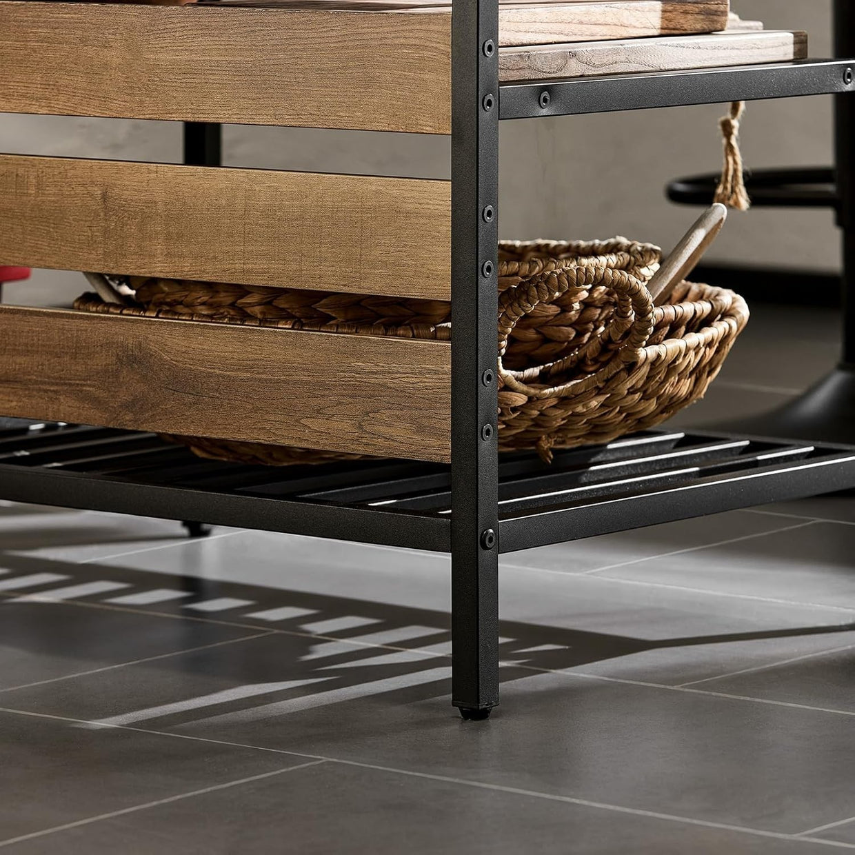 Industrial Sideboard Cabinet with Drawers & Wine Rack, Kitchen Storage 120cm - Kwikley