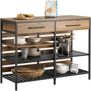 Industrial Sideboard Cabinet with Drawers & Wine Rack, Kitchen Storage 120cm - Kwikley