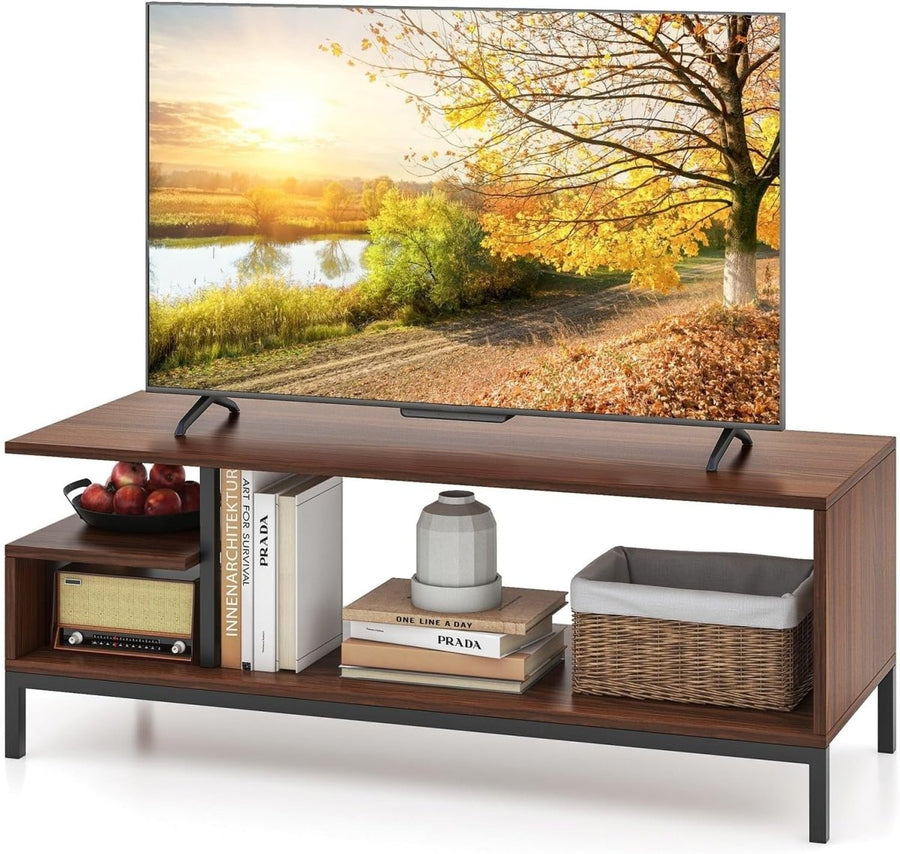 Industrial TV Stand for 48" TVs, Wood Metal Console Unit w/ Storage - Kwikley