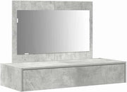 Industrial Vanity Dressing Table Desk Mirror 1 Drawer Concrete Grey Bedroom Furn - Kwikley