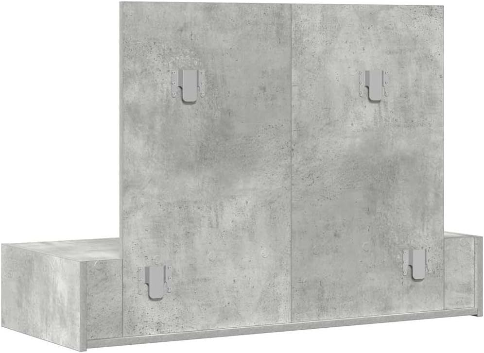 Industrial Vanity Dressing Table Desk Mirror 1 Drawer Concrete Grey Bedroom Furn - Kwikley
