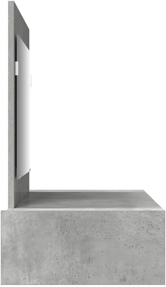 Industrial Vanity Dressing Table Desk Mirror 1 Drawer Concrete Grey Bedroom Furn - Kwikley
