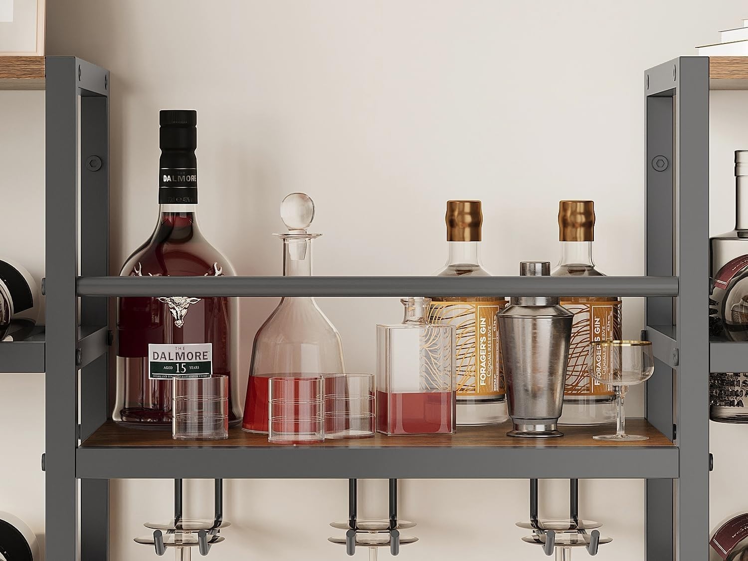 Industrial Wall Mounted Wine Rack with Glass Holder | Bottle & Stemware Storage - Kwikley