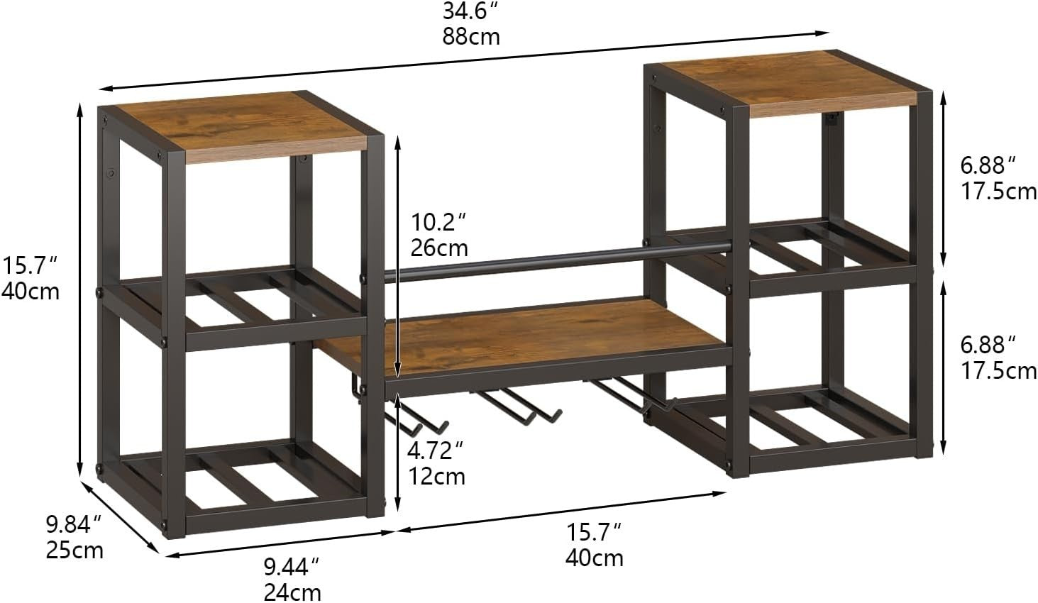 Industrial Wall Mounted Wine Rack with Glass Holder | Bottle & Stemware Storage - Kwikley