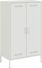 Industrial White Steel Highboard Cabinet with 6 Compartments 68x39x113cm - Kwikley