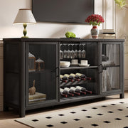 Industrial Wine Bar Cabinet Sideboard with Wine Rack Glass Storage 140cm - Kwikley