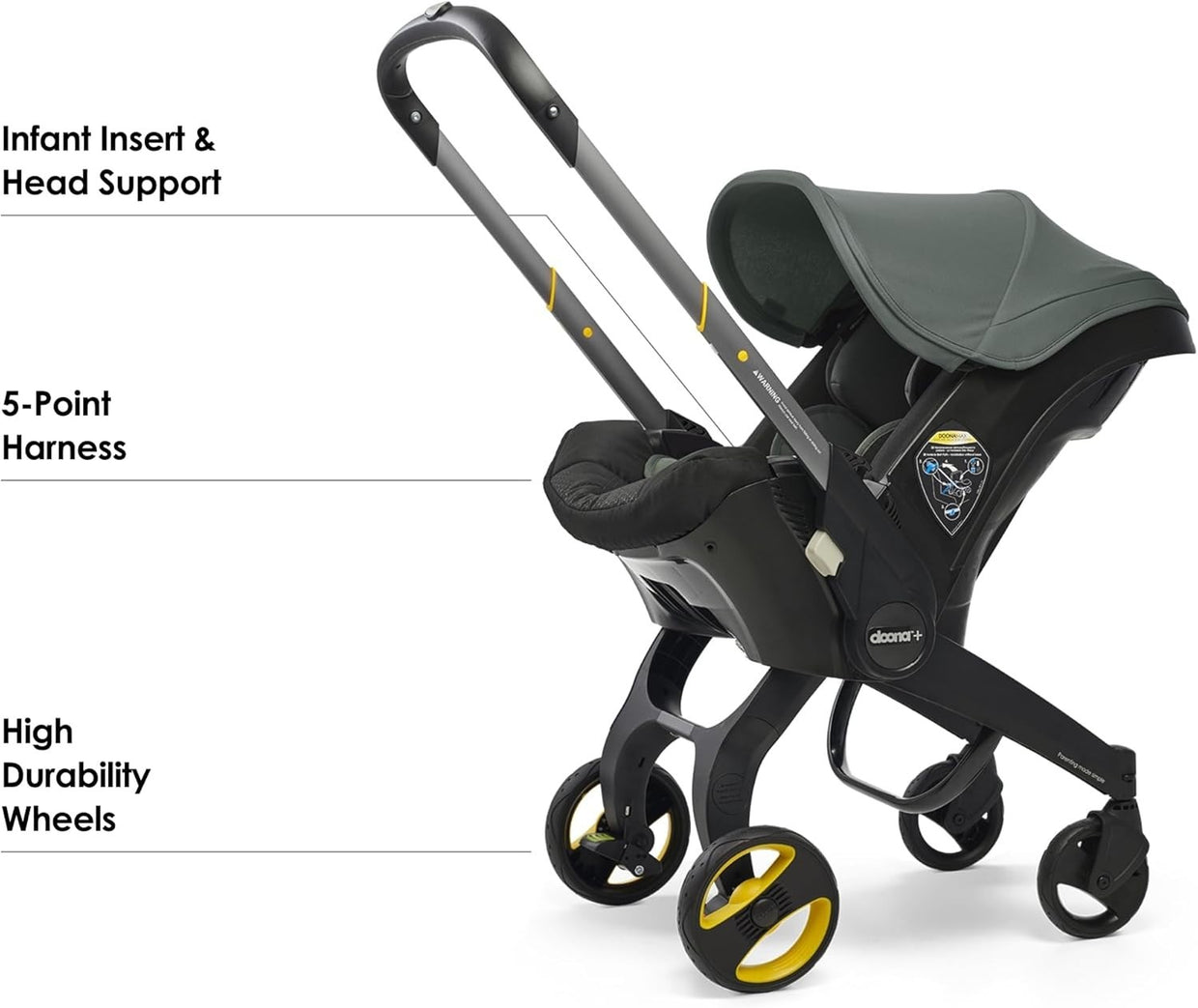 Infant Car Seat Stroller Combo 0+ Convertible Pram Rear Facing Green - Kwikley