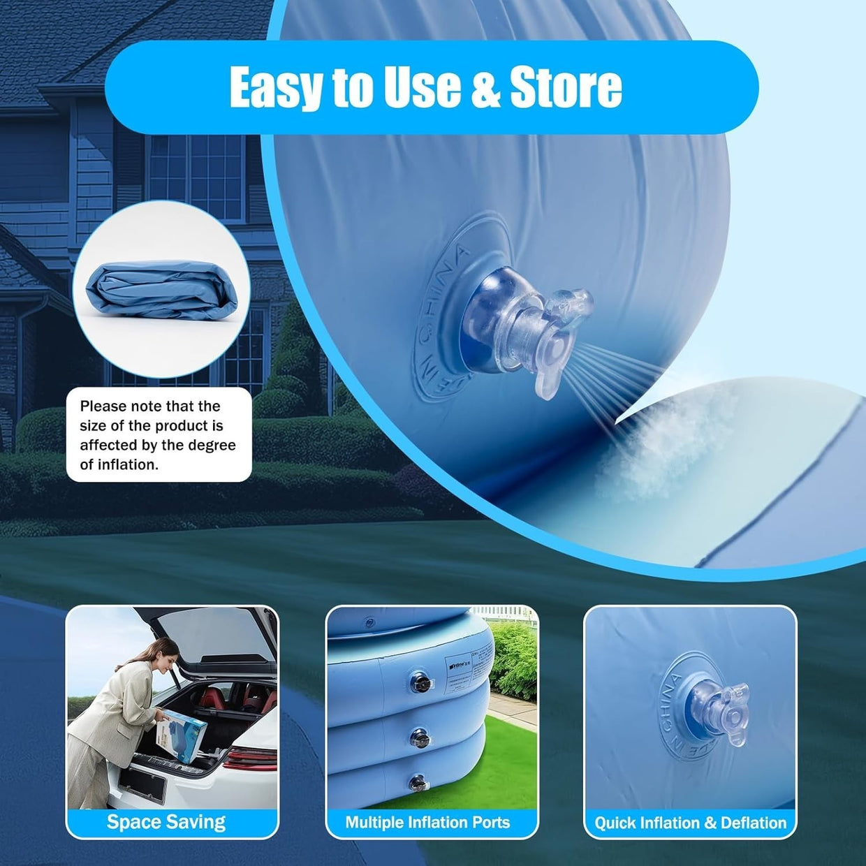 Inflatable Foldable Adult Bath Tub Ice Spa PVC Free - Standing Tub w/ Massage - Kwikley