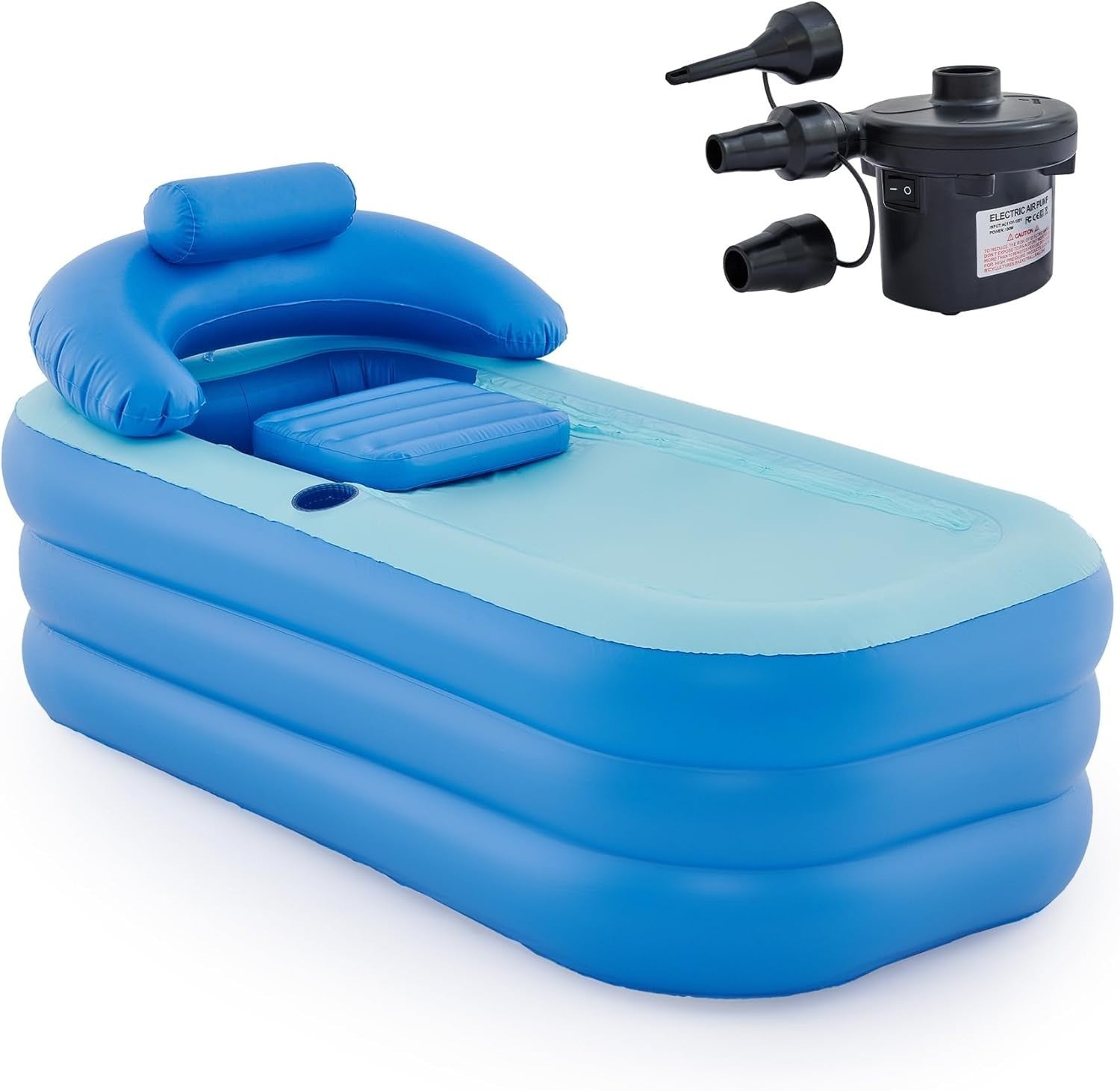 Inflatable Portable Adult Bath Tub – Foldable PVC Spa Bath with Electric Pump - Kwikley