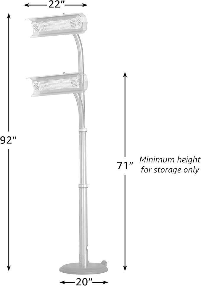 Infrared Patio Heater 1500W Offset Pole Mounted Windproof & Indoor Outdoor - Kwikley