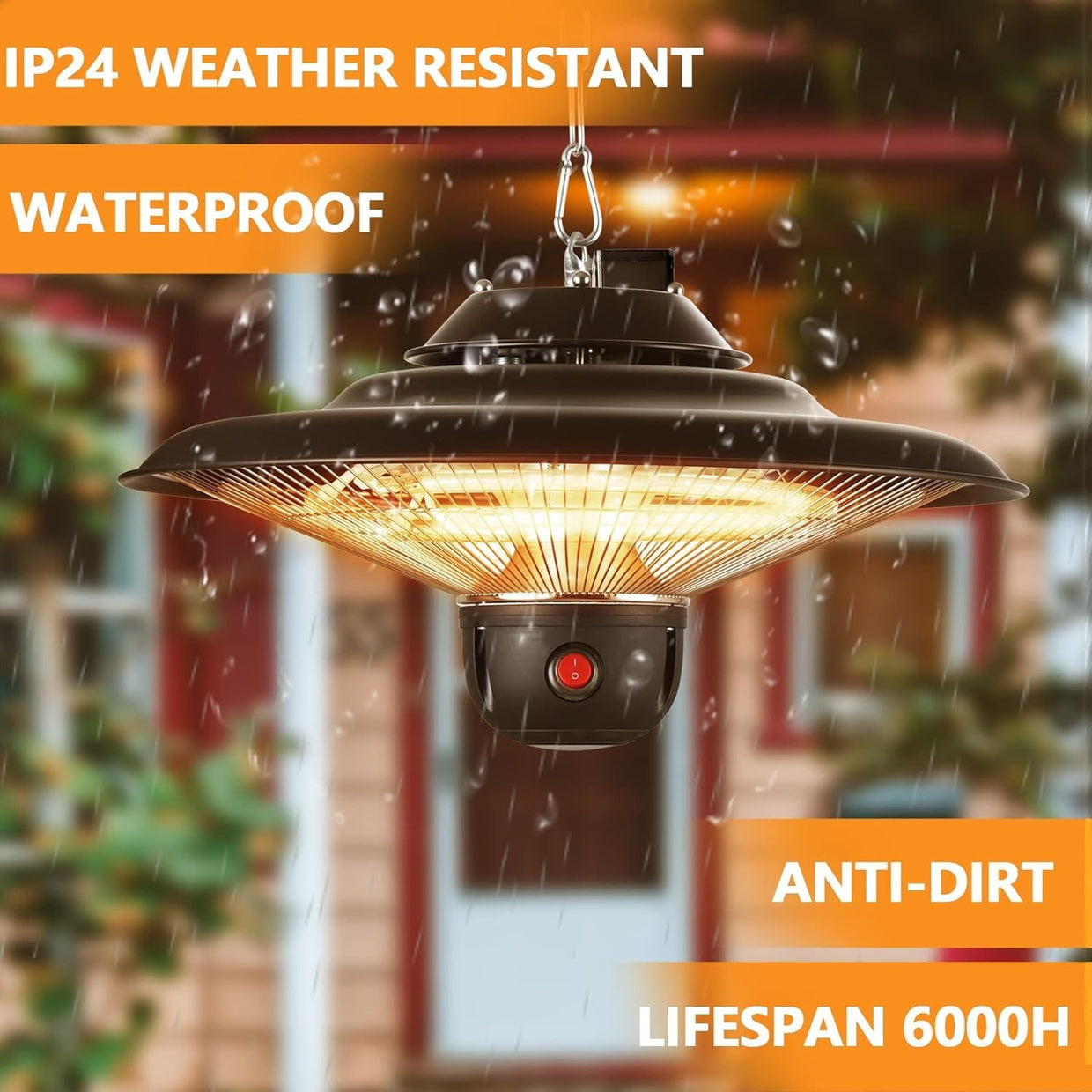 Infrared Patio Heater 2000W Fast Heating Quiet Outdoor Indoor Use - Kwikley