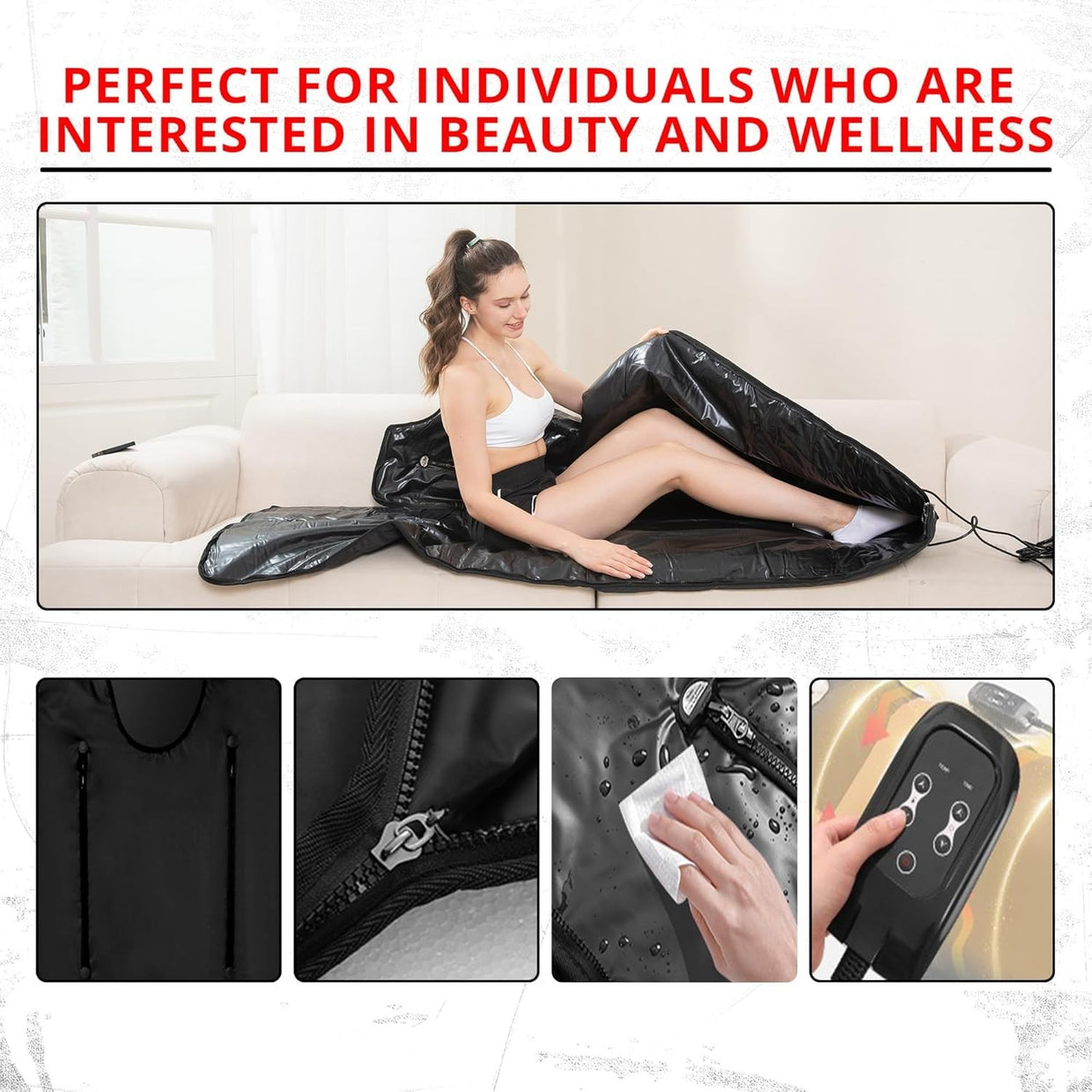 Infrared Sauna Blanket 180×160cm – Portable Full - Body Detox & Relaxation Black - Kwikley