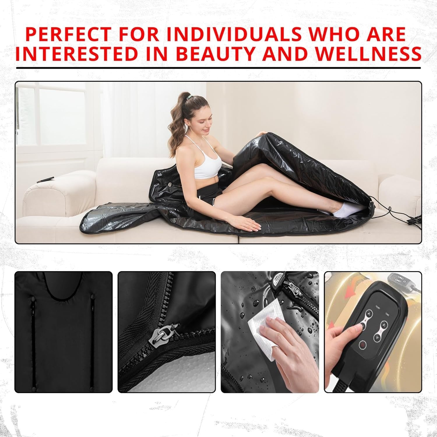 Infrared Sauna Blanket 180×160cm – Portable Full - Body Detox & Relaxation Black - Kwikley