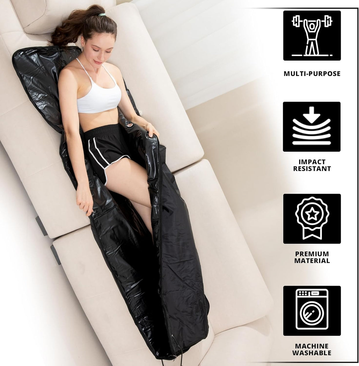 Infrared Sauna Blanket 180×160cm – Portable Full - Body Detox & Relaxation Black - Kwikley
