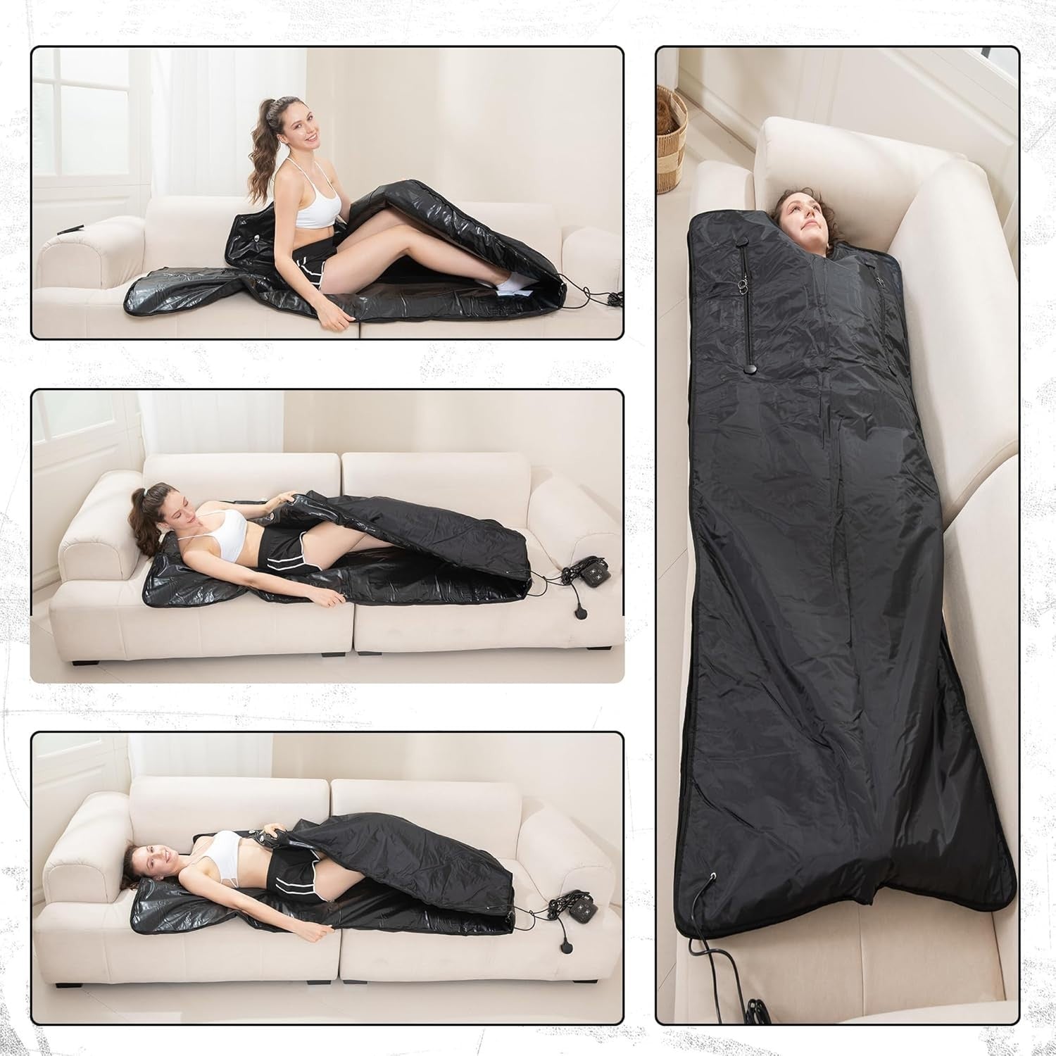 Infrared Sauna Blanket 180×160cm – Portable Full - Body Detox & Relaxation Black - Kwikley
