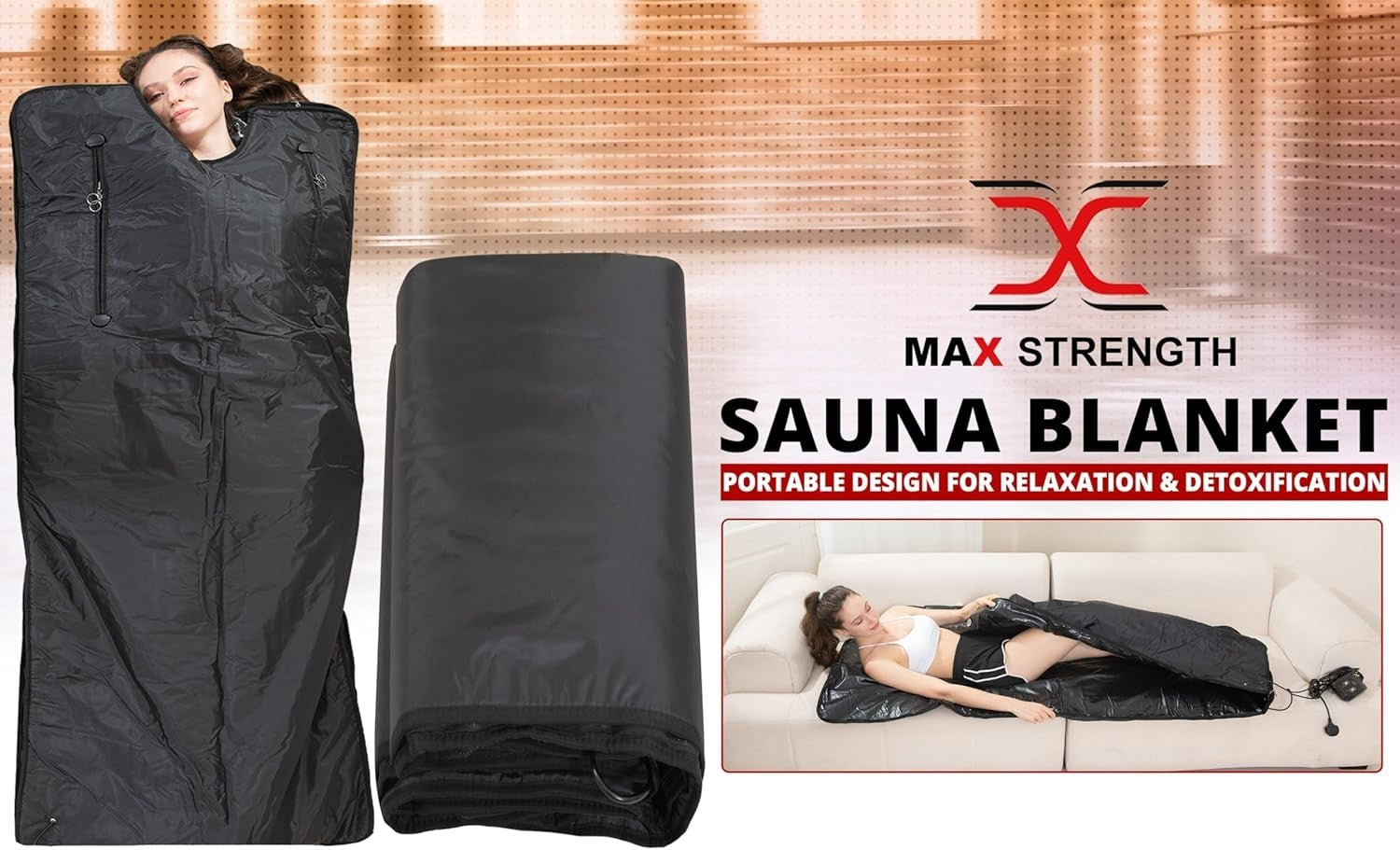 Infrared Sauna Blanket 180×160cm – Portable Full - Body Detox & Relaxation Black - Kwikley