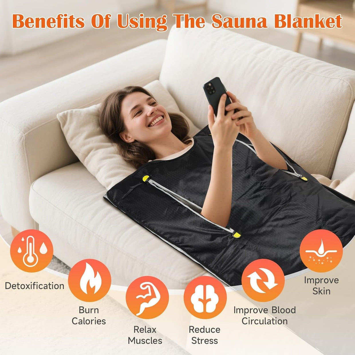 Infrared Sauna Blanket Portable – 86–158℉ Detox Wrap w/ Timer 180×80cm - Kwikley