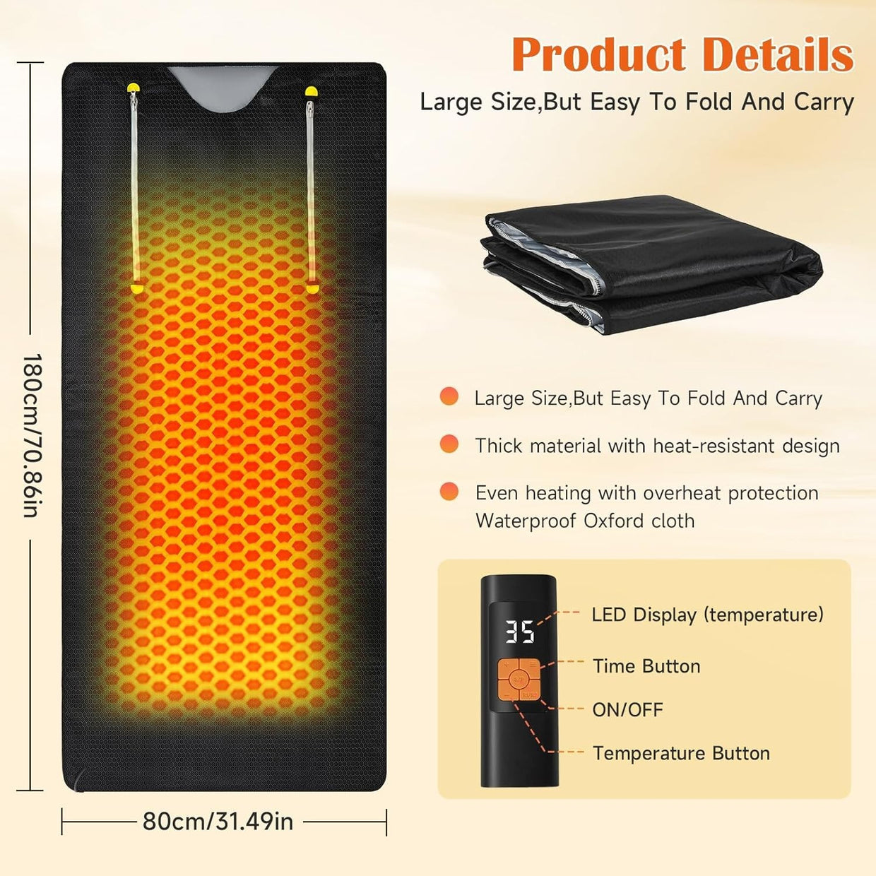 Infrared Sauna Blanket Portable – 86–158℉ Detox Wrap w/ Timer 180×80cm - Kwikley